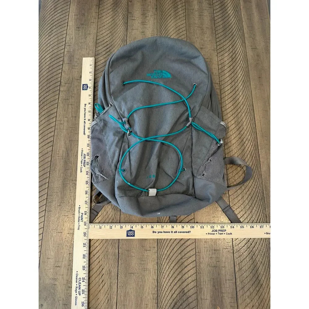 The North Face Jester Backpack Gray Teal Bungee Laptop Travel School Bag